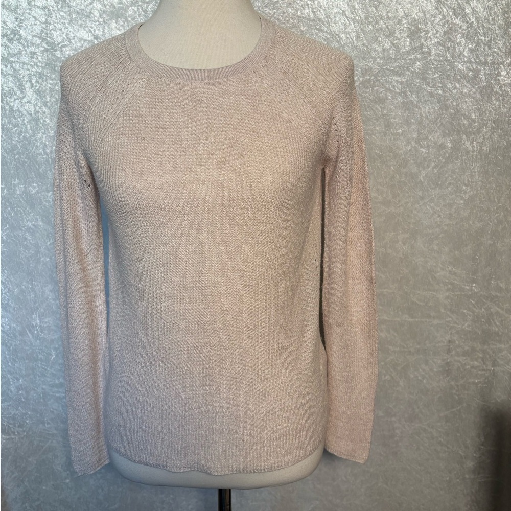 Tahari linen blend sweater Light Cream Crew Neck Size XS
